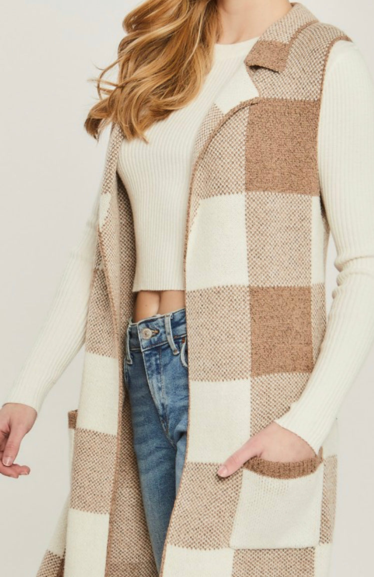 Checkered Long Vest