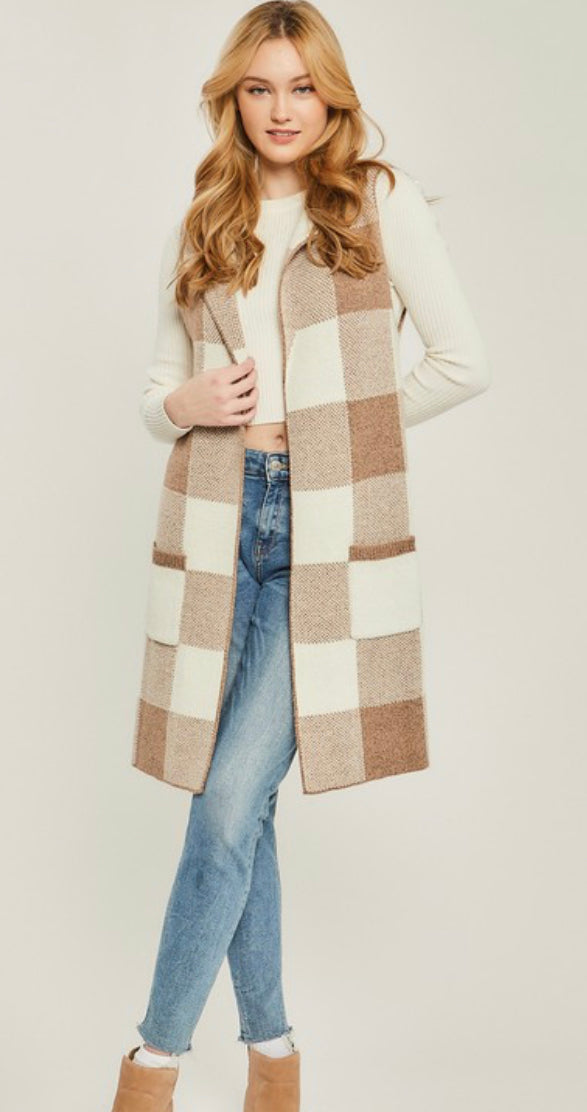 Checkered Long Vest