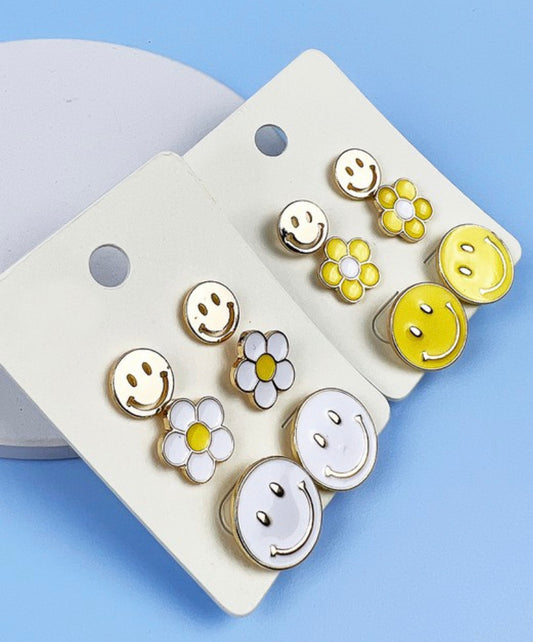 Smiley earring pack