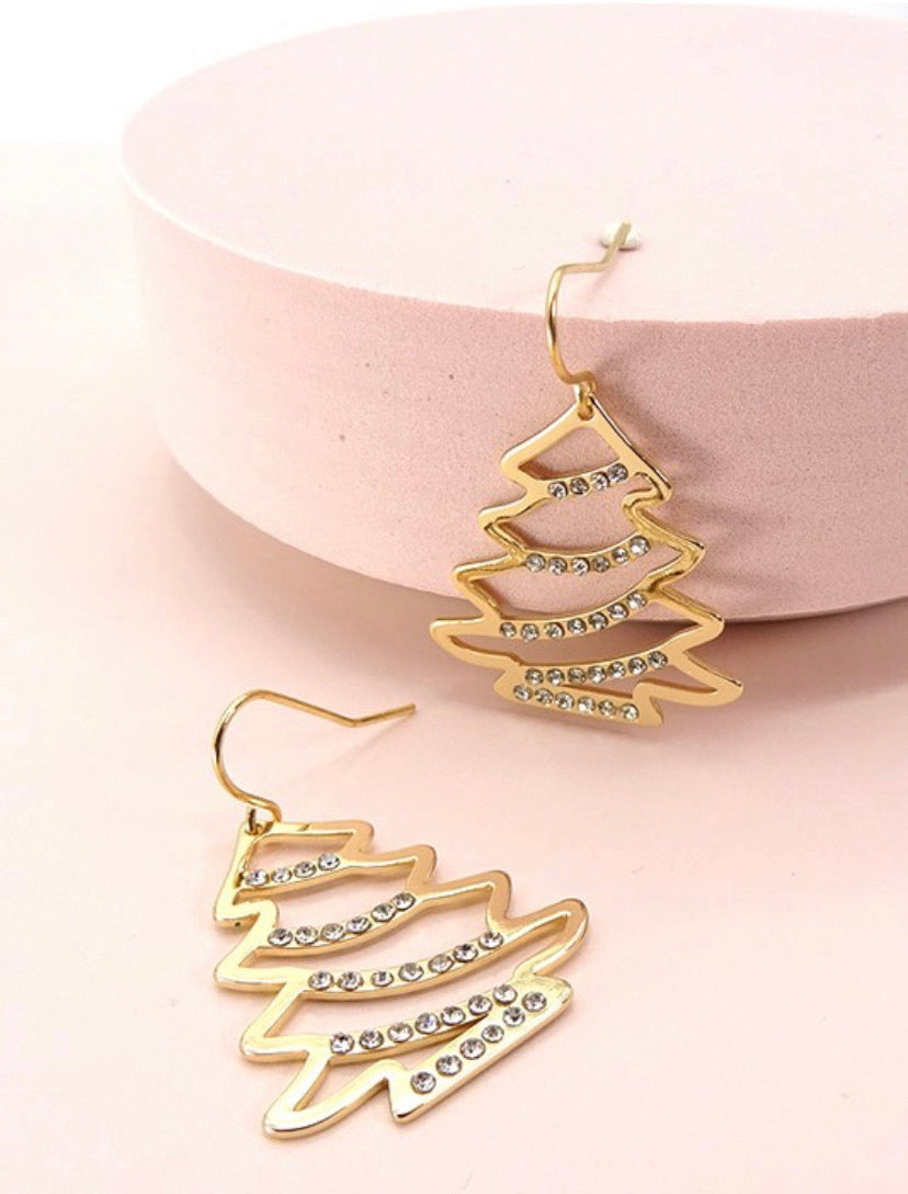 Xmas tree dangle earrings