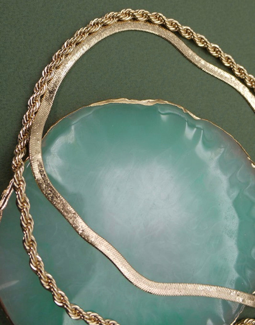 Gold double chain necklace